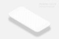 White smartphone mockup with transparent screen. 3d isometric cell phone template with shadow. Smartphone in perspective view. UI